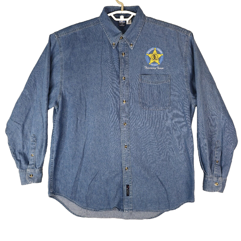 Port & Company Mens Denim Chambray Shirt Dallas Texas 07 Rally Training Team XL